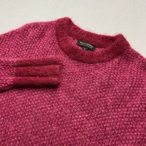 Banana Republic Alpaca Blend Sweater Magenta Pink Fuzzy Knit Petite S Crewneck